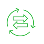 Two arrows exchanging inside a circle, representing trade and subcontractor work