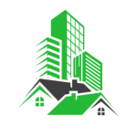 House in front of a tall building, representing rental real estate